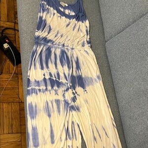 Blue and White Tie-Dye Jumpsuit